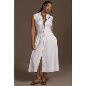 by ANTHROPOLOGIE sz 2X The Tommie cap sleeve zip dress in white